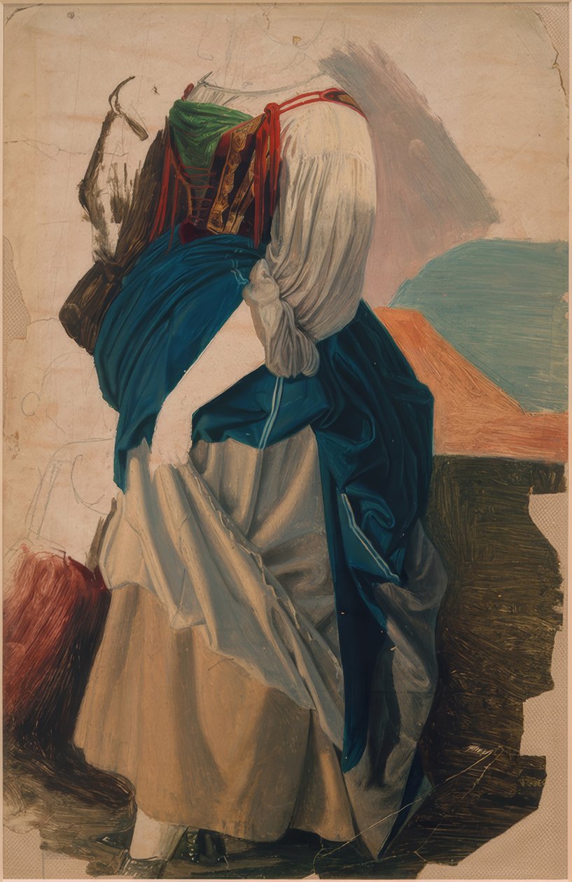 Studie šatů italské ženy od Georg Friedrich August Lucas