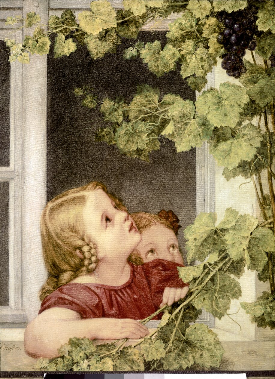 Dítě u okna. asi 1843. (olej na plátně) od Georg Friedrich Kersting