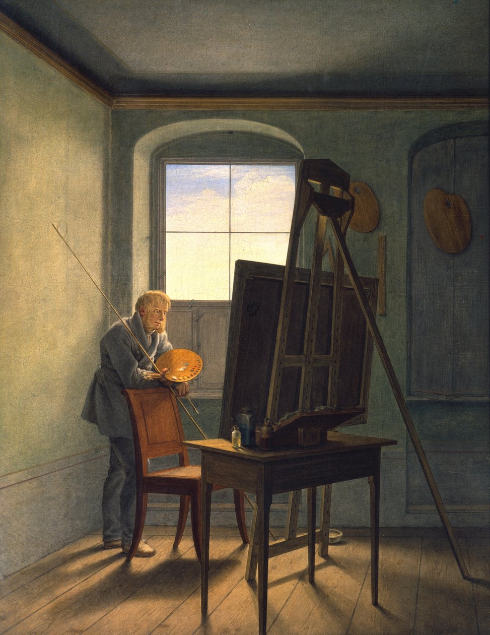 Německy: Caspar David Friedrich ve svém ateliéru Caspar David Friedrich ve svém ateliéru (1812) od Georg Friedrich Kersting