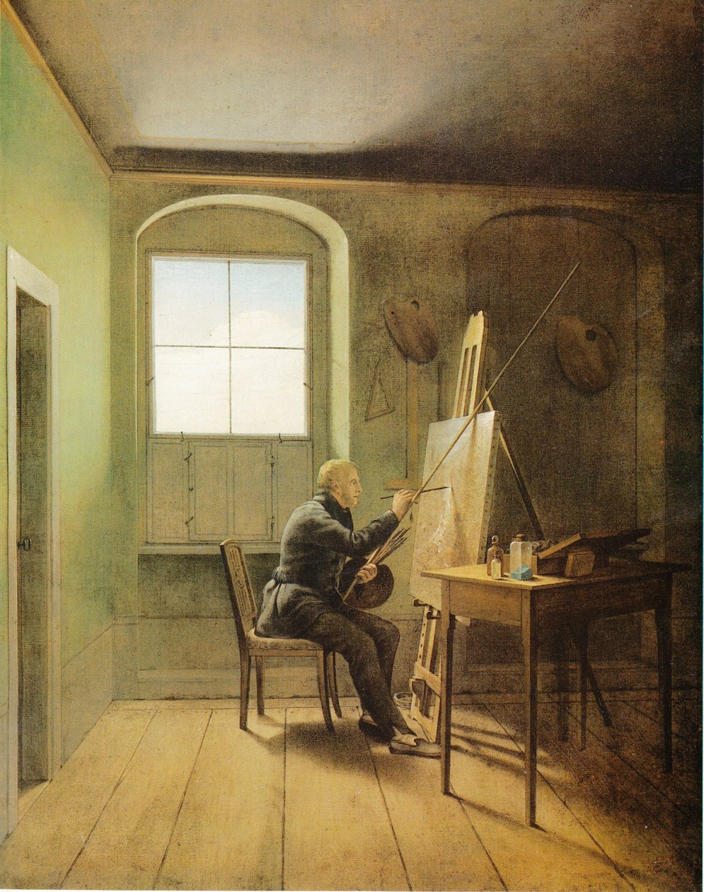 Německy: Caspar David Friedrich ve svém ateliéru Caspar David Friedrich ve svém ateliéru (1811) od Georg Friedrich Kersting