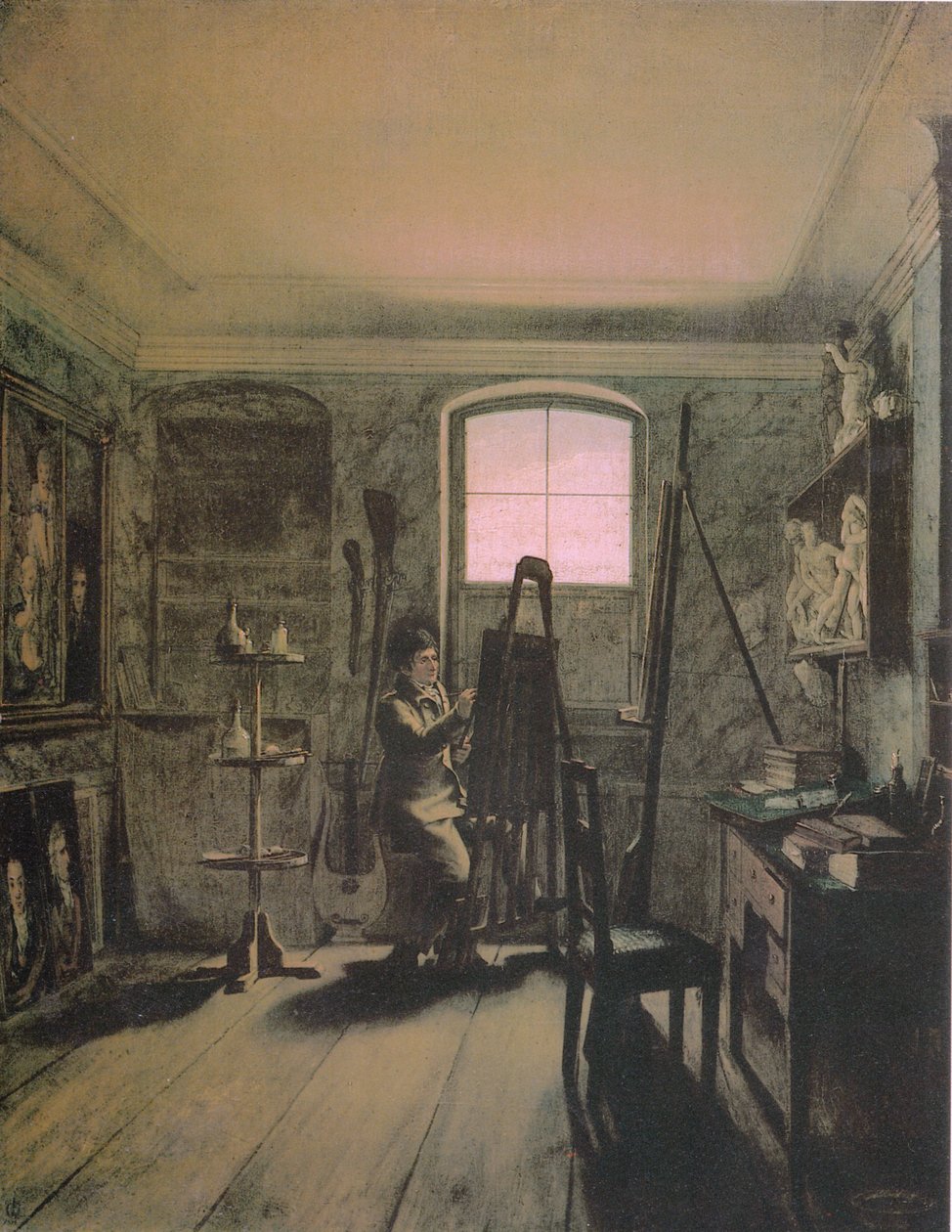 Německy: Der Maler Gerhard von Kügelgen in seinem Atelier Malíř Gerhard von Kügelgen ve svém ateliéru od Georg Friedrich Kersting