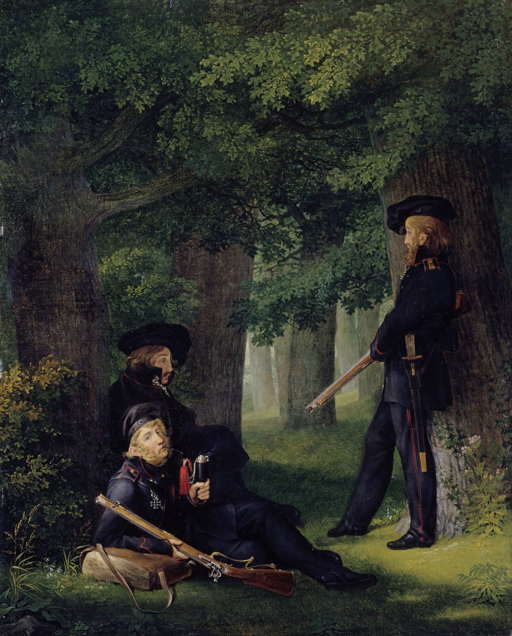 Německy: Theodor Körner, Friedrich Friesen a Heinrich Hartmann na stanovišti On Outpost Duty od Georg Friedrich Kersting