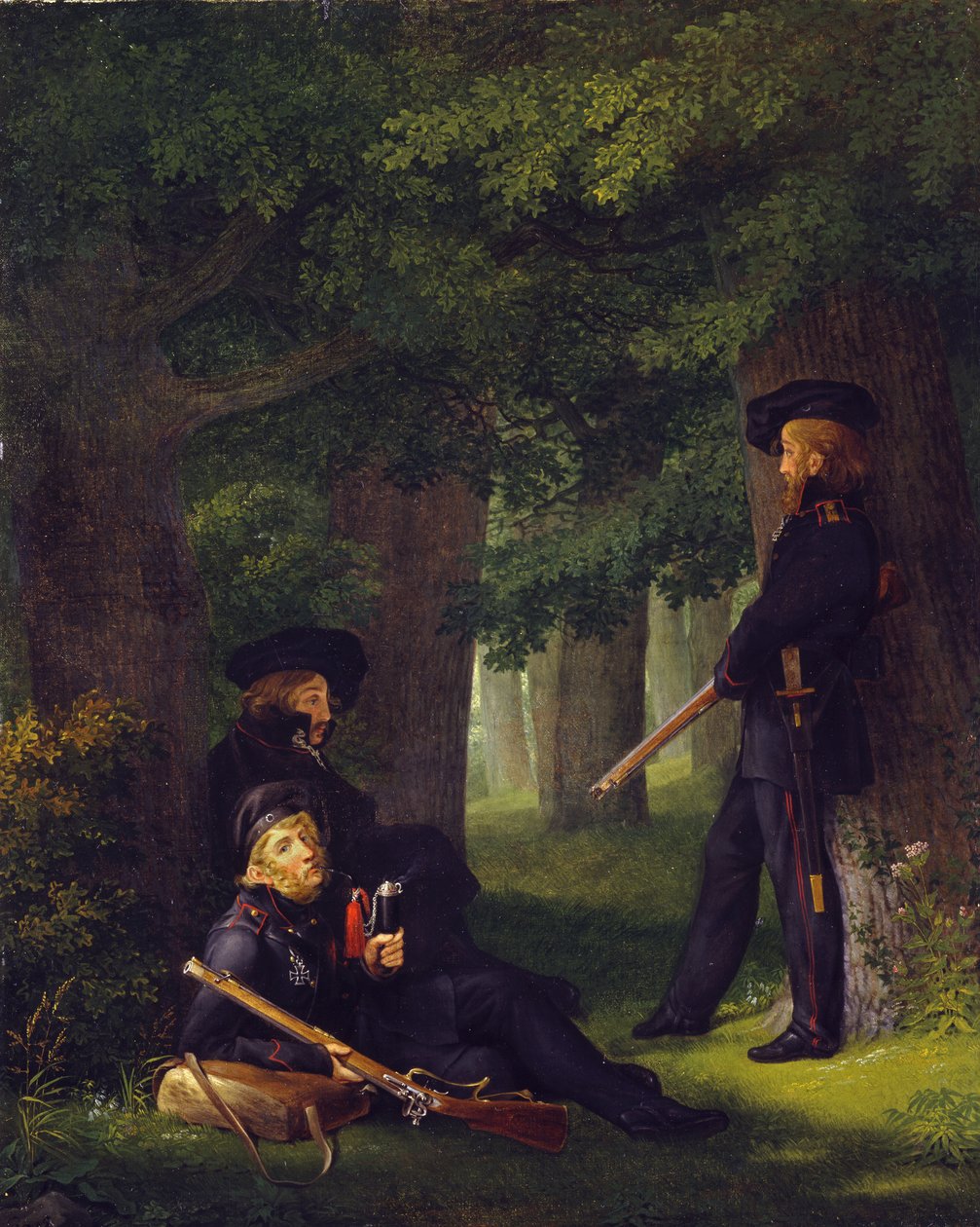 Německy: Theodor Körner, Friedrich Friesen a Heinrich Hartmann ve službě na základně od Georg Friedrich Kersting