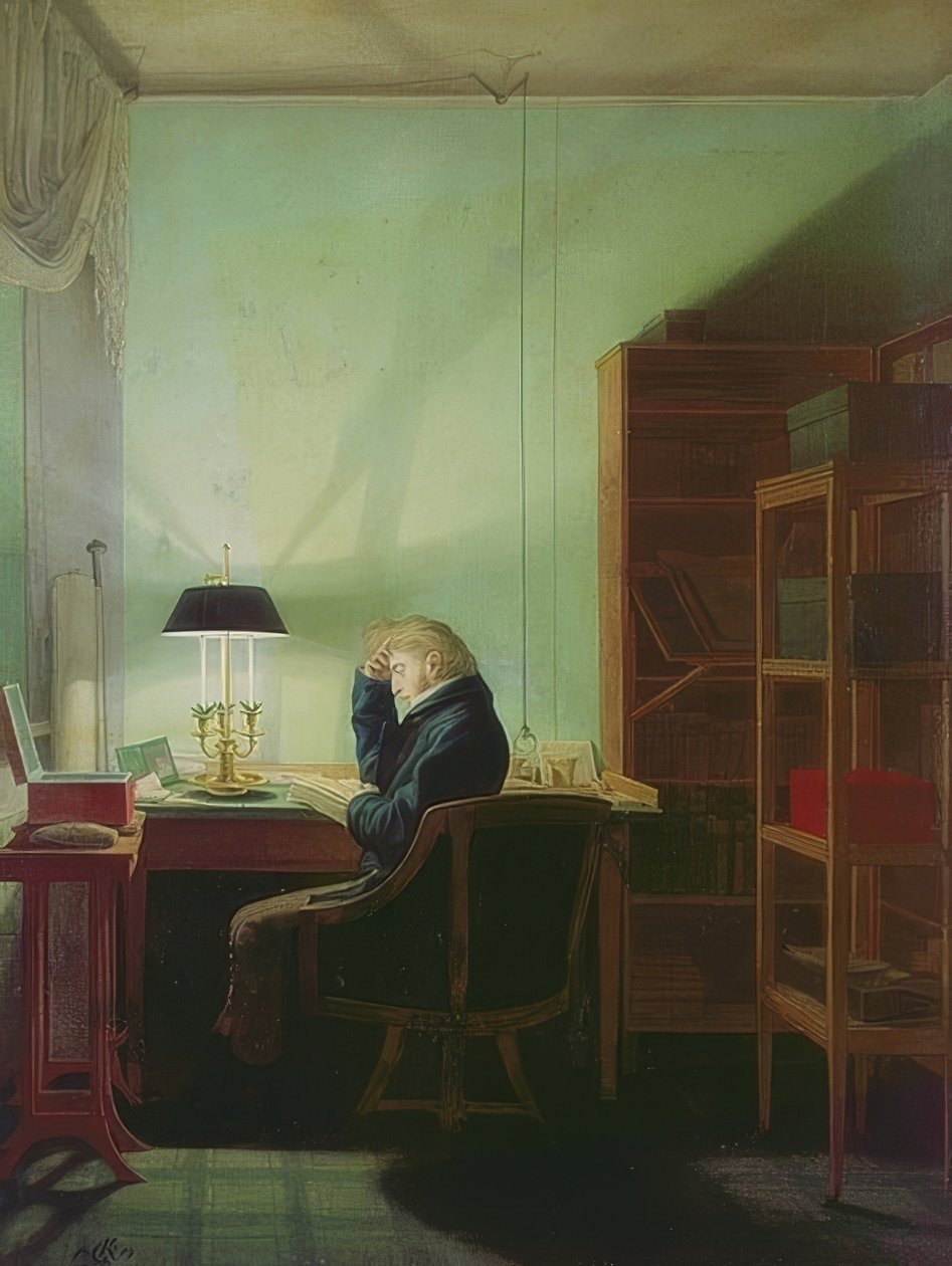 Čtení při světle lampy. 1814 od Georg Friedrich Kersting