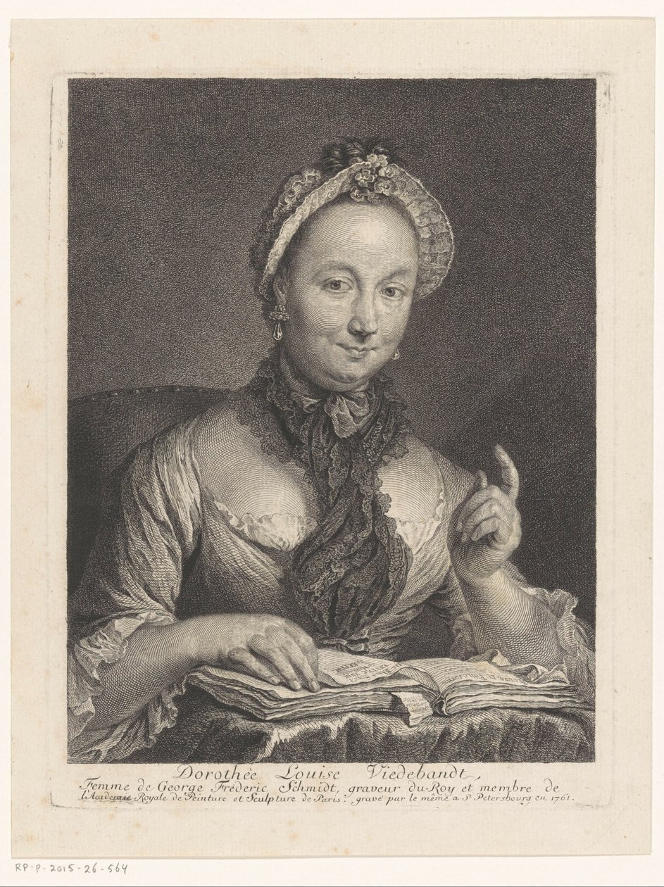 Portrét Dorothée Louise Viedebandtové, manželky umělce Georga Friedricha Schmidta Dorothée Louise Viedebandt, Femme de George Frederic Schmidt (titul na objektu) od Georg Friedrich Schmidt