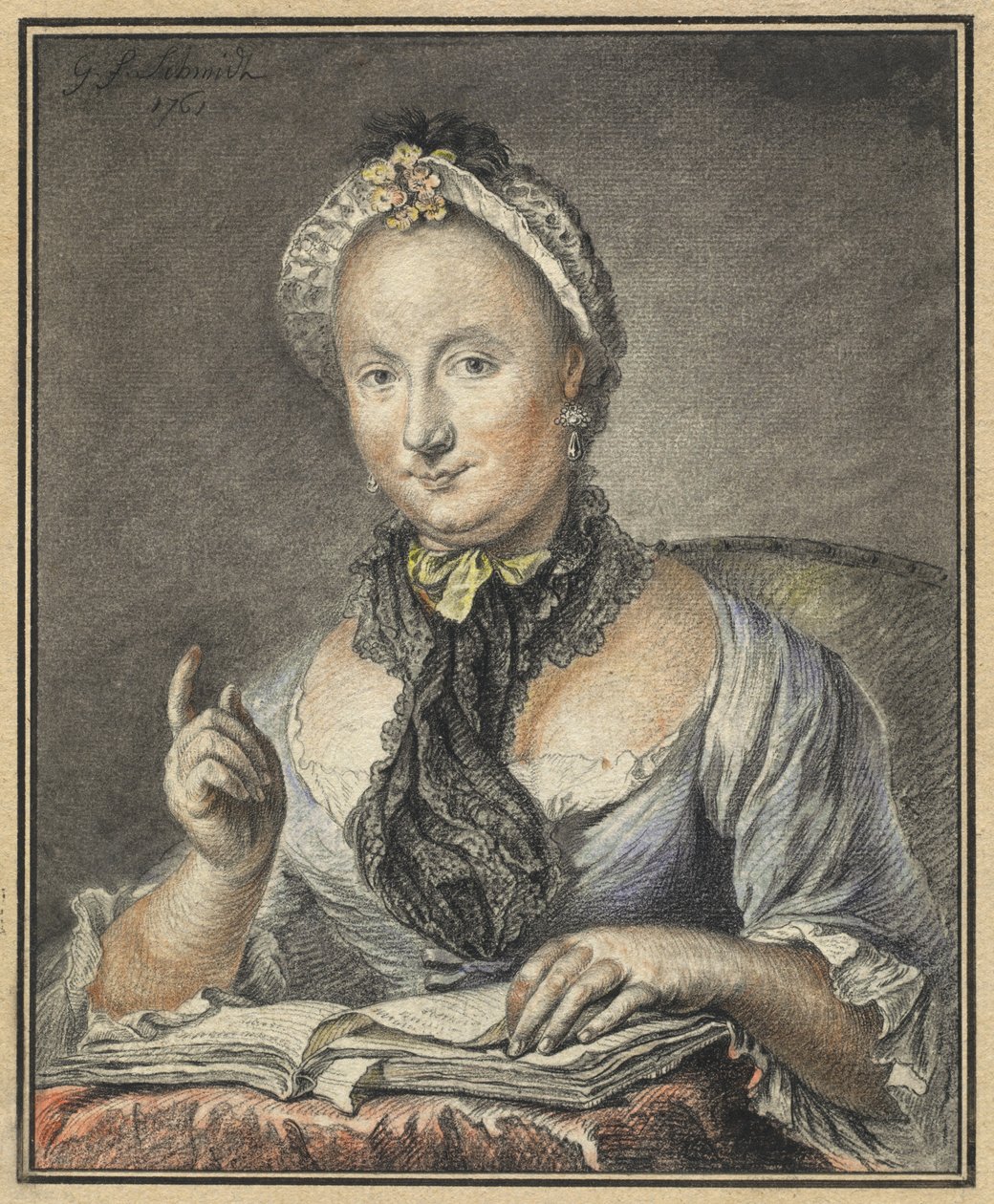 Umělcova žena s knihou od Georg Friedrich Schmidt