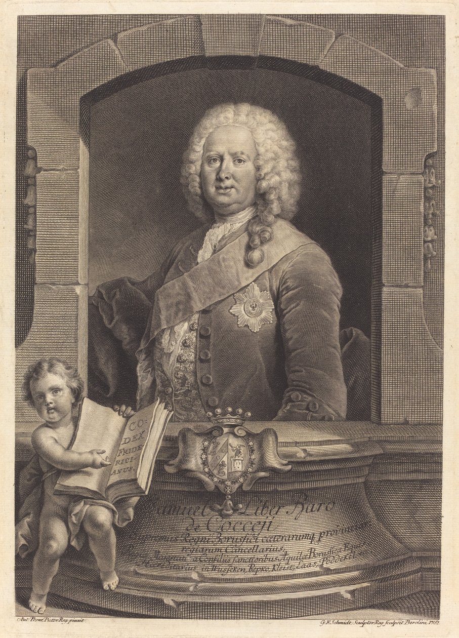 Samuel Liber Baro de Cocceji od Georg Friedrich Schmidt after Jean Pesne