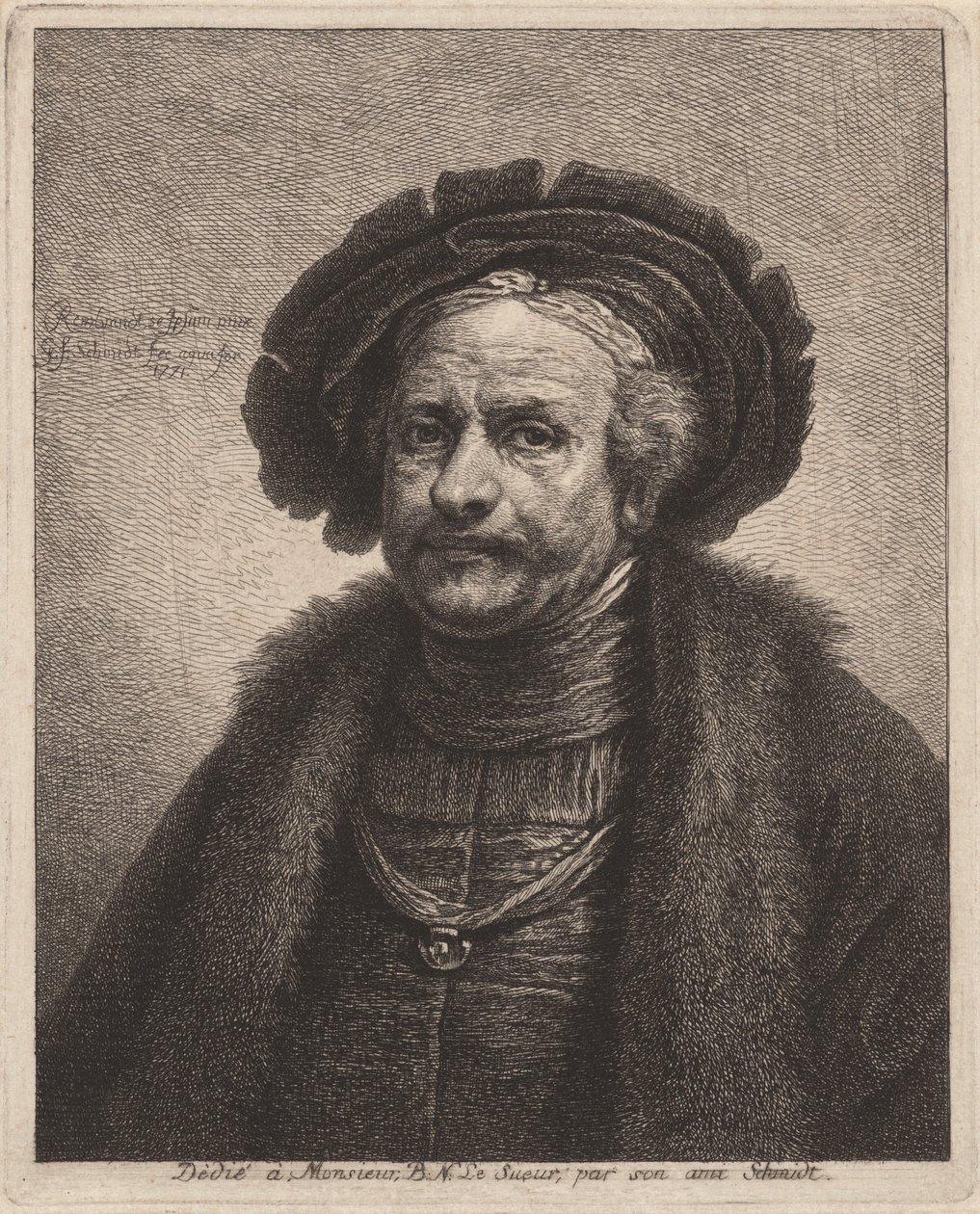Autoportrét Rembrandta od Georg Friedrich Schmidt, after Rembrandt van Rijn