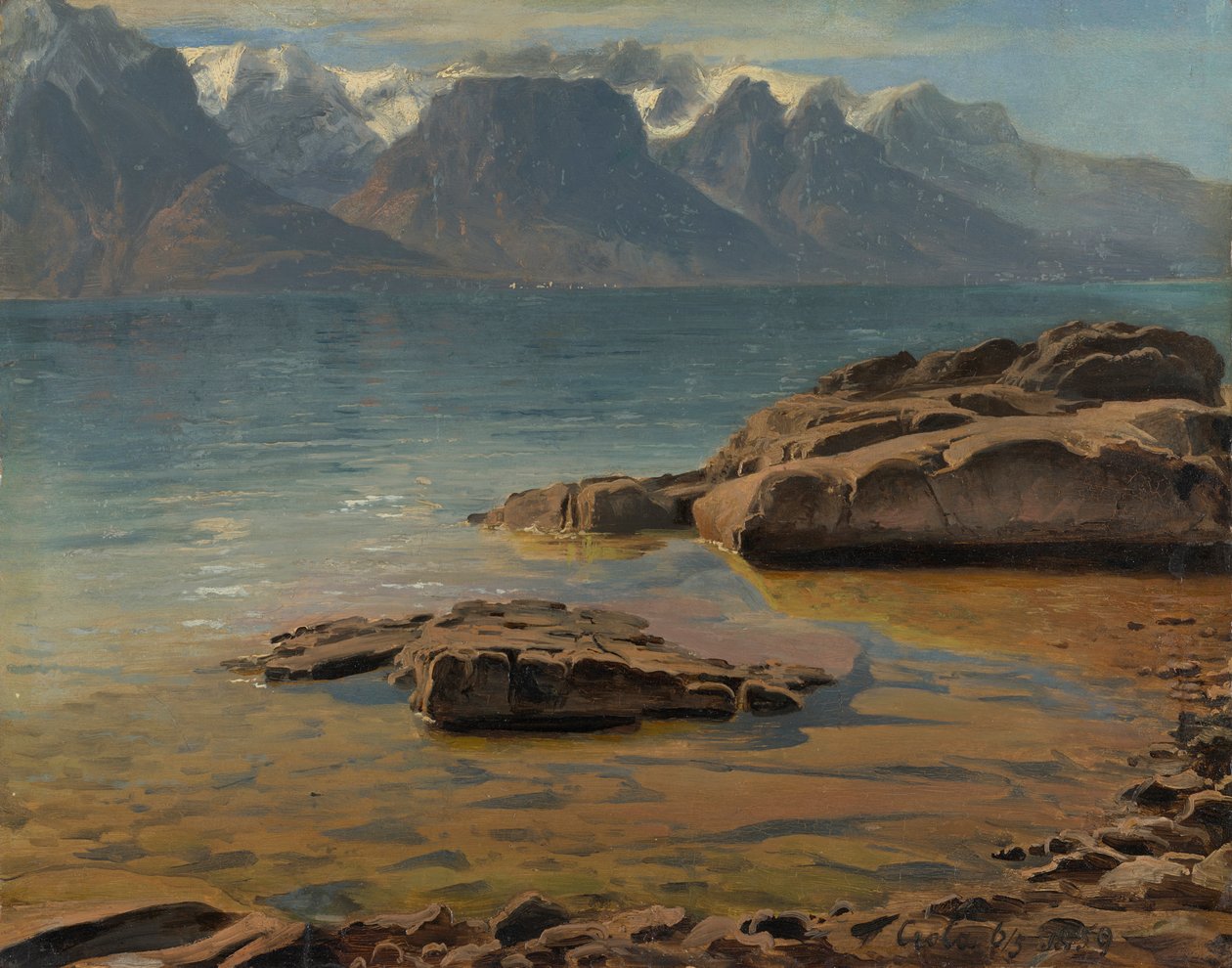 Ženevské jezero poblíž Vevey směrem na Evian od Georg Heinrich Crola