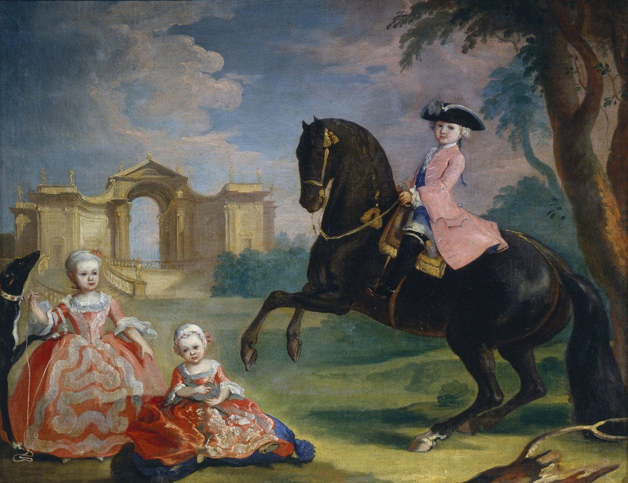 Portrét dětí hraběte Ivana Illarionoviče Voroncova: Artemi, Anna a Eudokia Avdotya, 1754 od Georg Kaspar von Prenner