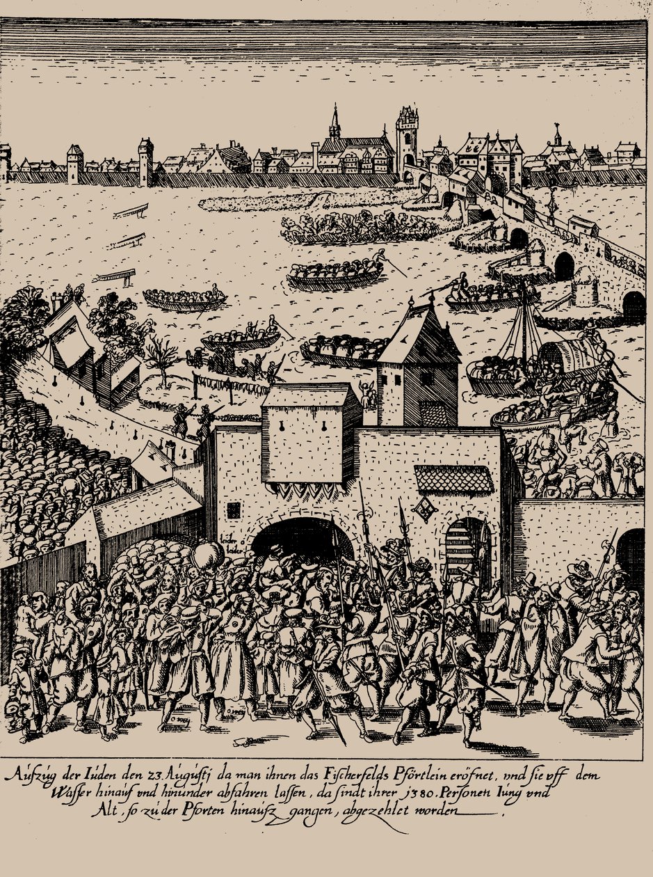 Fettmilch Rising. Vyhnání Židů z Frankfurtu 23. srpna 1614, c. 1616-1617. od Georg Keller