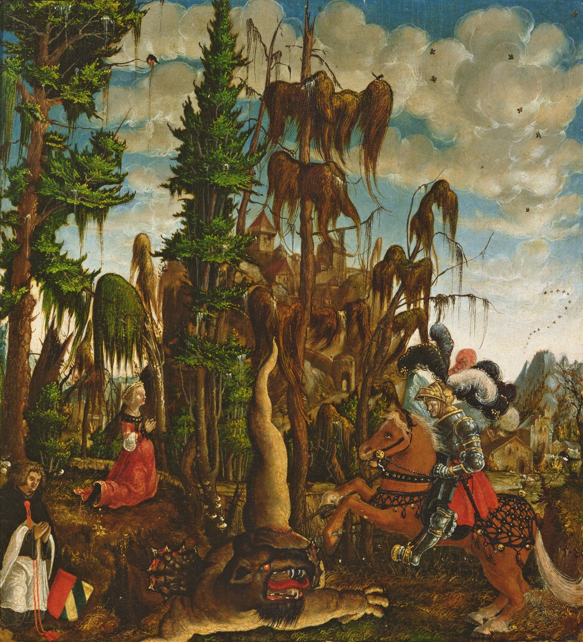 Svatý Jiří zachraňuje princeznu před drakem, 1520 od Georg Lemberger