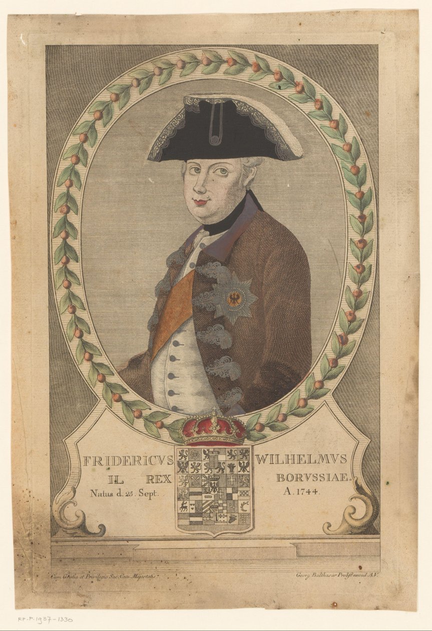 Portrét pruského krále Fridricha Viléma II od Georg Mathäus Probst