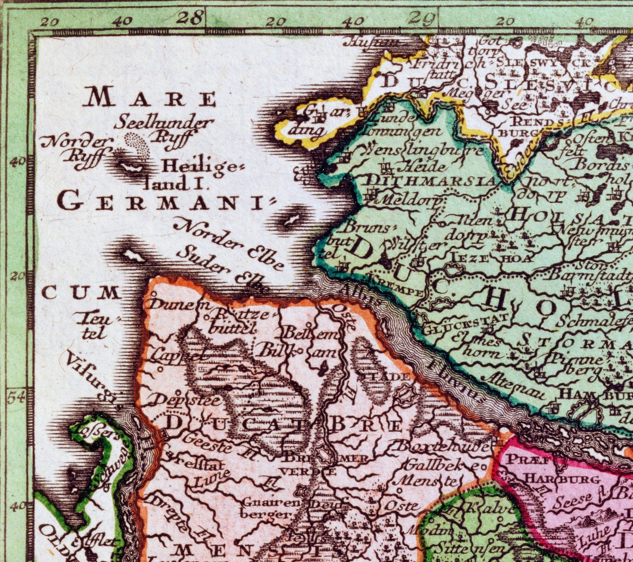 Detail Helgolandu z mapy severního Německa od Georg Matthäus Seutter