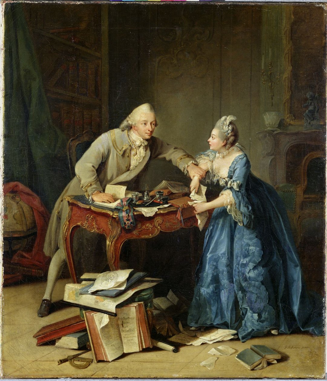 Mezi vědou a rodinou, cca 1775 od Georg Melchior Kraus