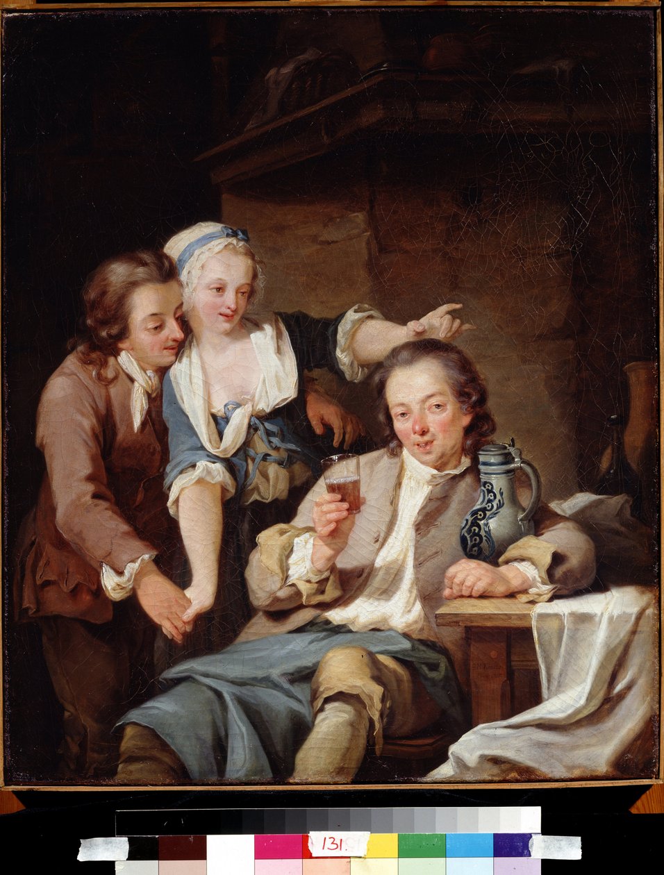 Mari trompe (víno a láska). Manžel podvedený (Víno a láska). Obraz Georga Melchiora Krause (1737-1806) od Georg Melchior Kraus