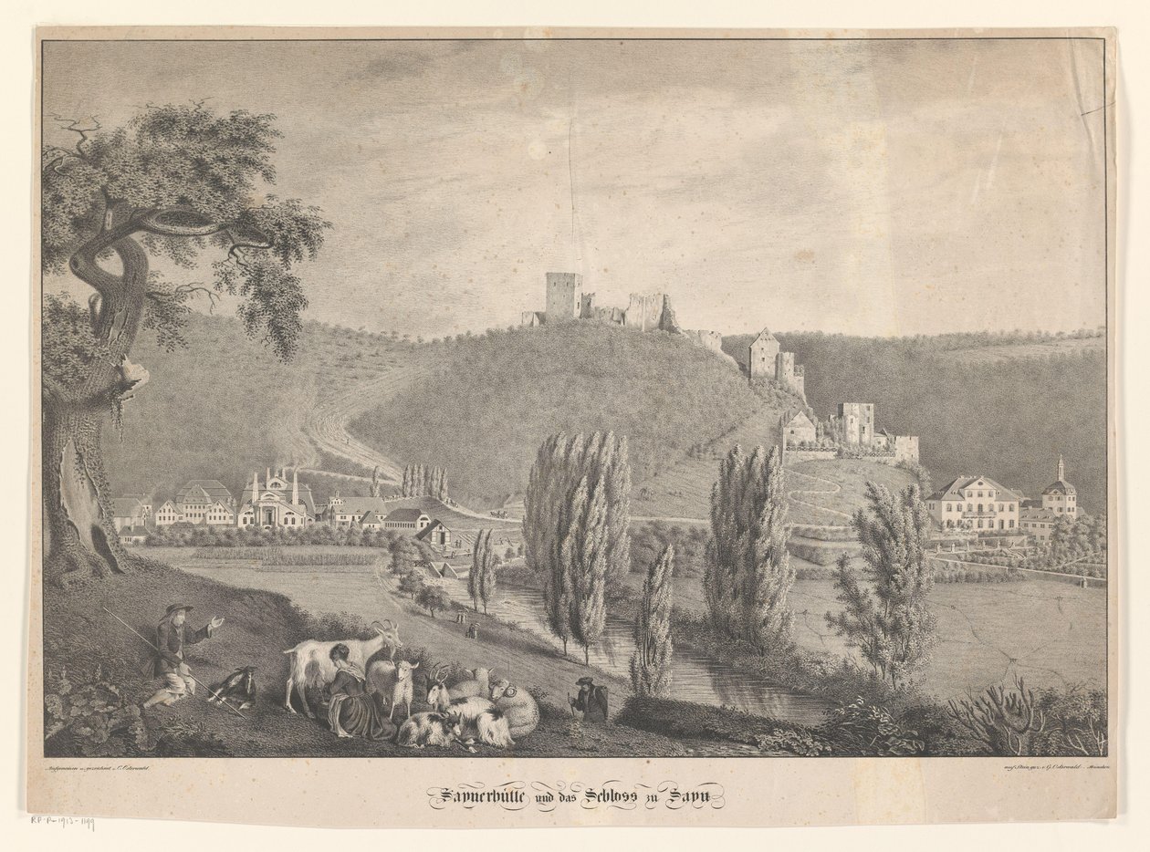 Sayner Hütte ve slotu Sayn Saynerhütte a hrad Sayn (název na objektu) od Georg Osterwald