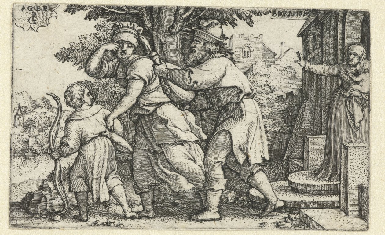 Abraham vyhání Hagar a Izmaela Příběh Abrahama (název série) od Georg Pencz