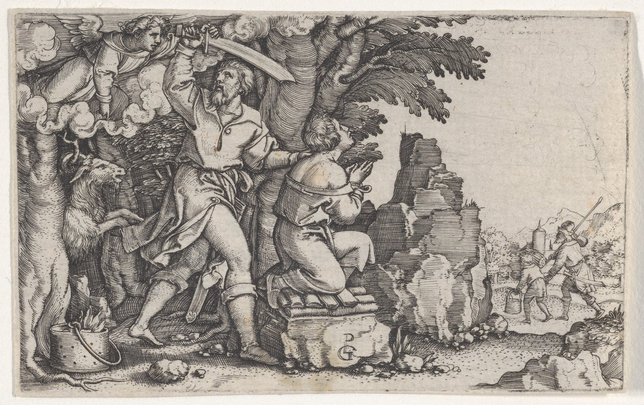 Abrahamova oběť, z Příběhu Abrahama. od Georg Pencz