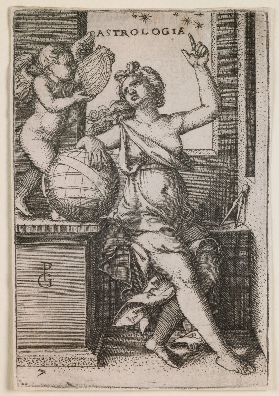 Astrologie, z cyklu "Svobodná umění", asi 1541 (rytina) od Georg Pencz