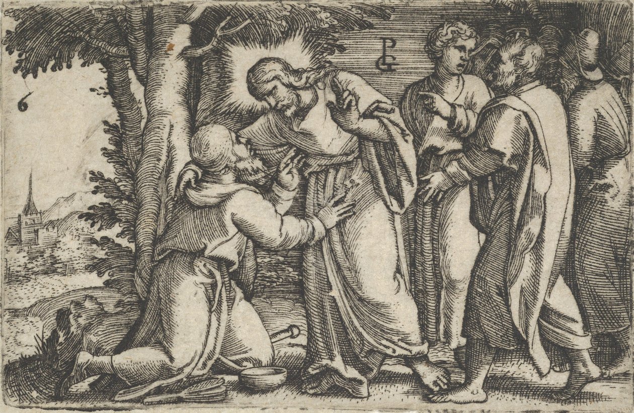 Kristus uzdravuje malomocného, z Příběhu Krista, 1534-35. od Georg Pencz