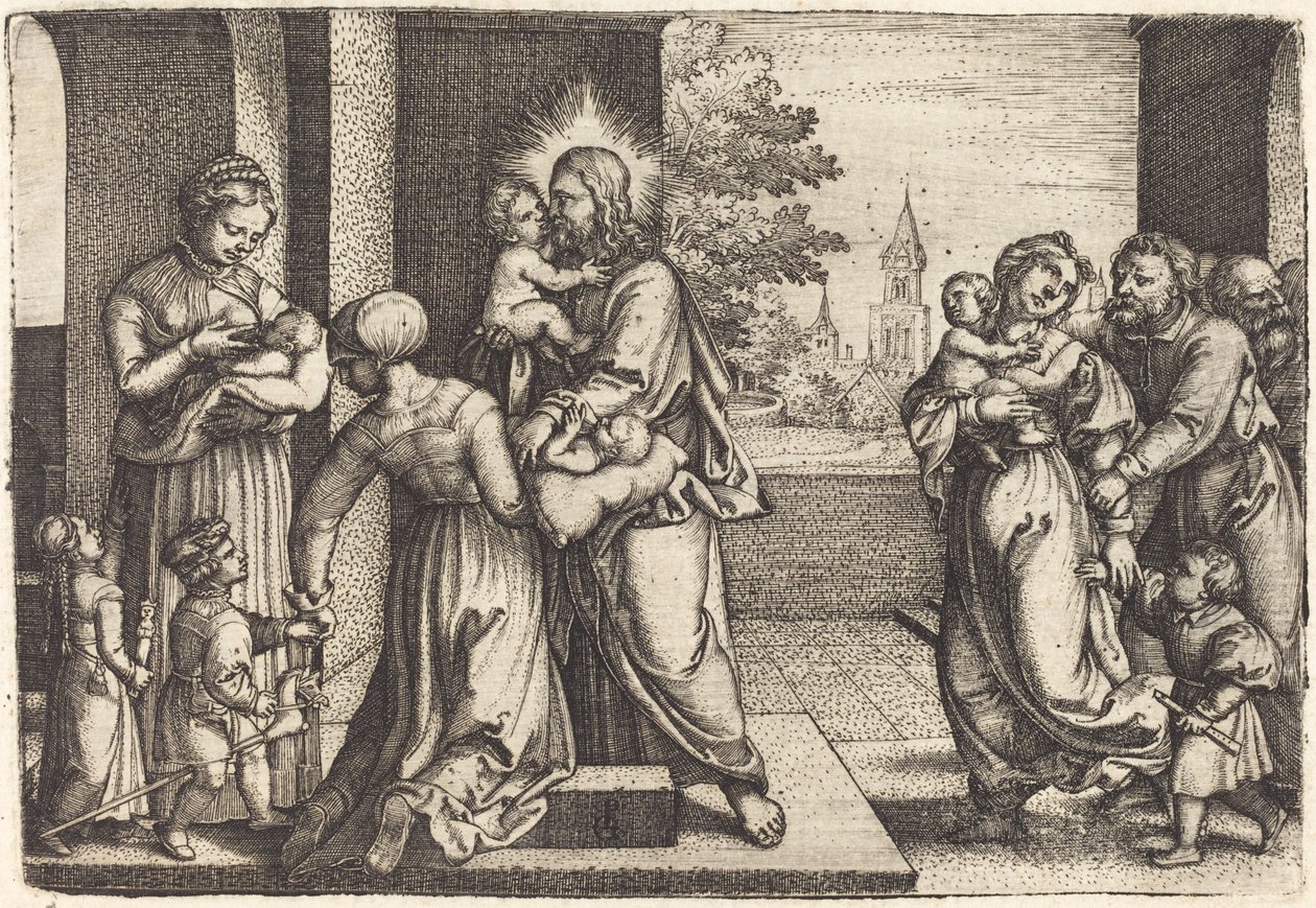 Kristus obklopený dětmi od Georg Pencz