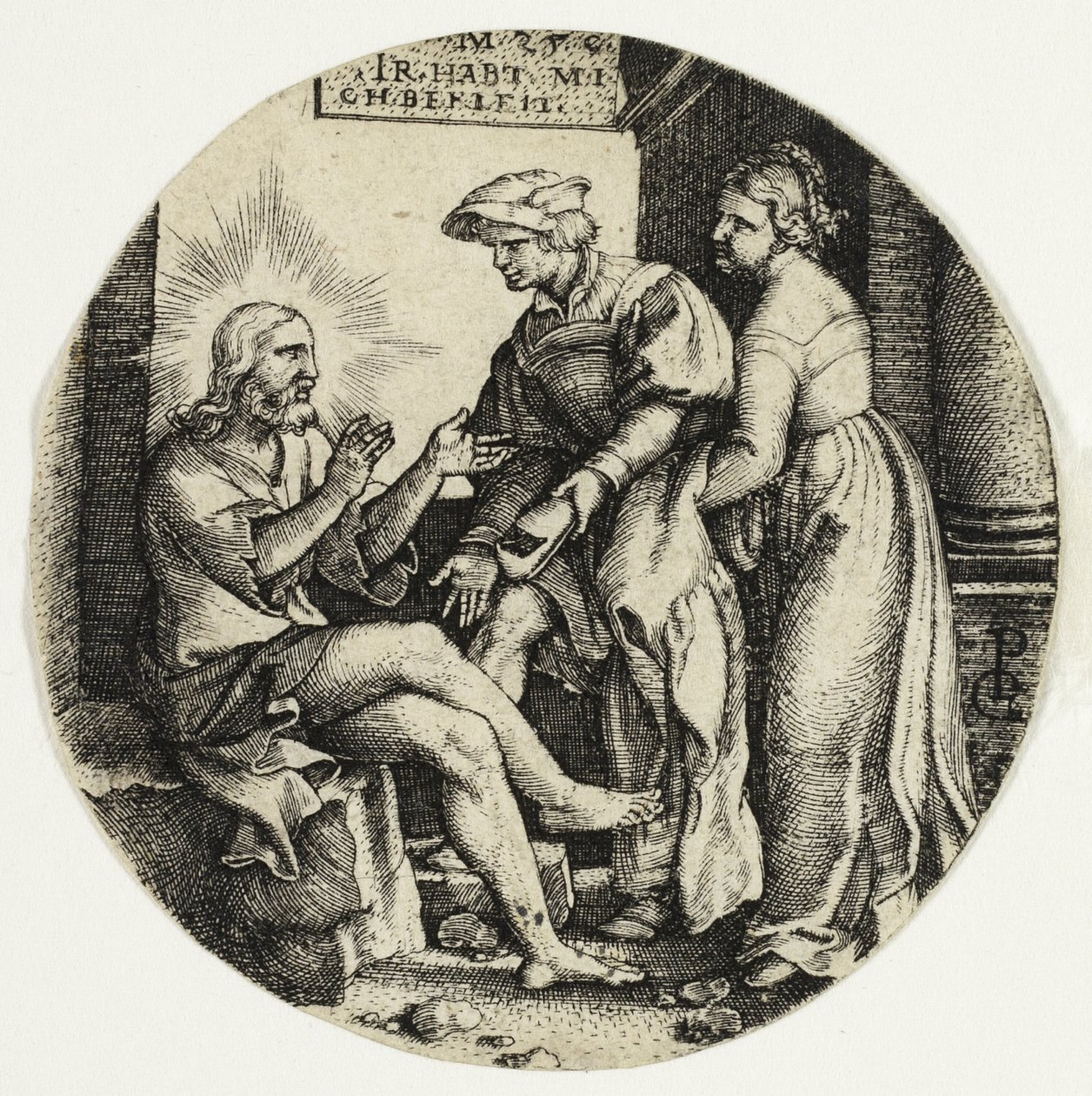 Oblečení nahého, ze Sedmi skutků milosrdenství od Georg Pencz