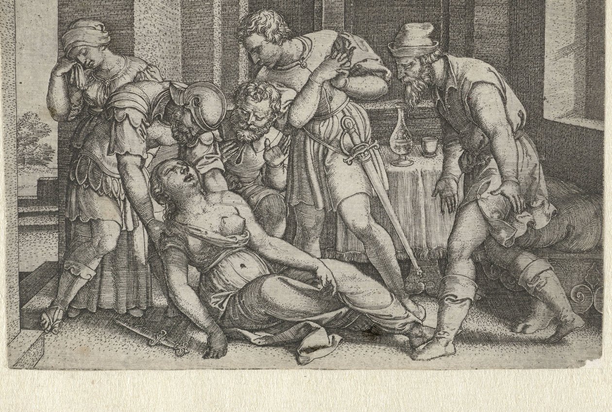 Collatinus a Brutus u umírající Lukrécie Příběhy z rané římské historie (název série) od Georg Pencz