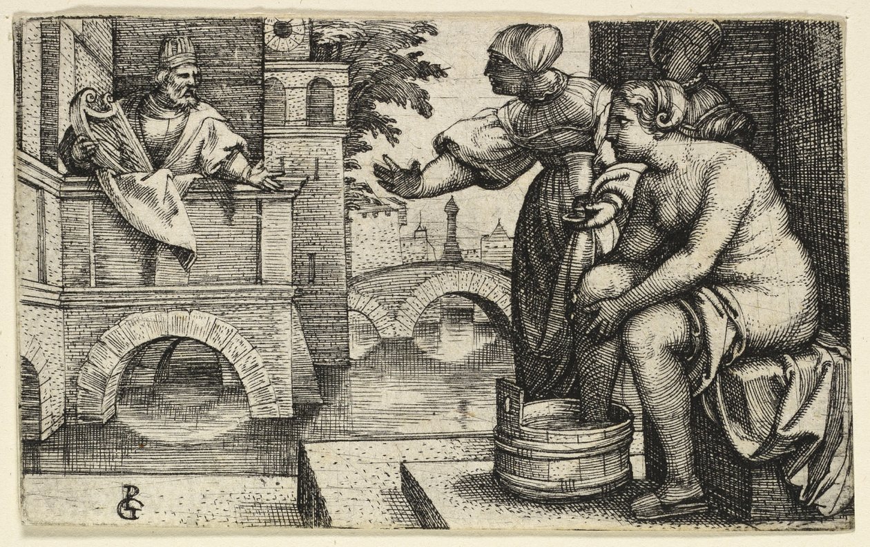 David pozoruje Batšebu od Georg Pencz