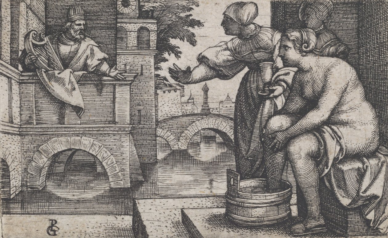 David a Batšeba. od Georg Pencz