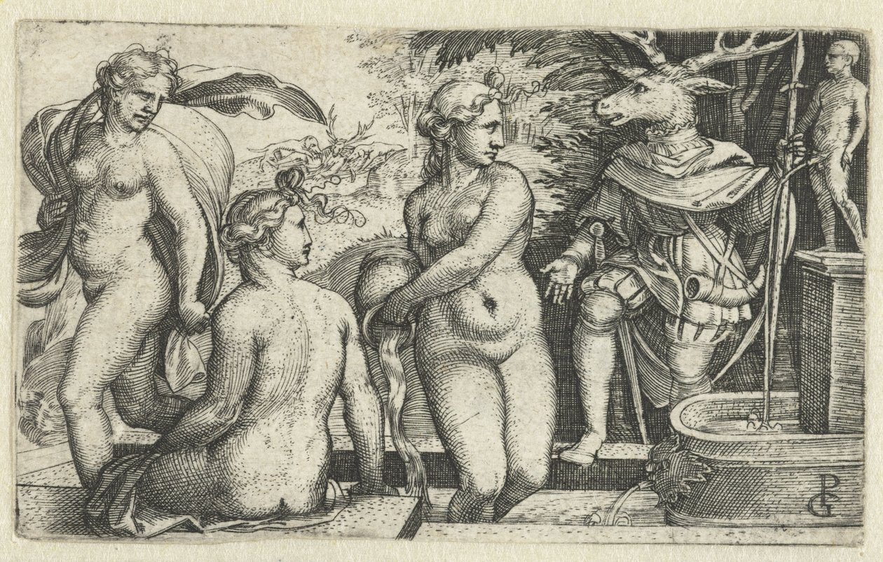 Diana promění Acteona za trest v jelena od Georg Pencz