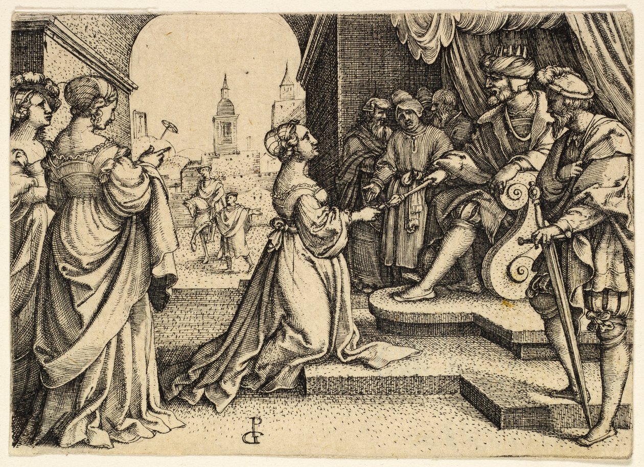 Ester před Ahasverem od Georg Pencz