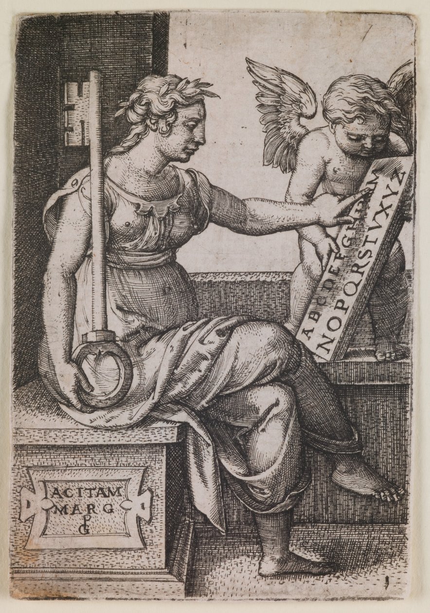 Grammatica, z cyklu "Svobodná umění", asi 1541 (rytina) od Georg Pencz