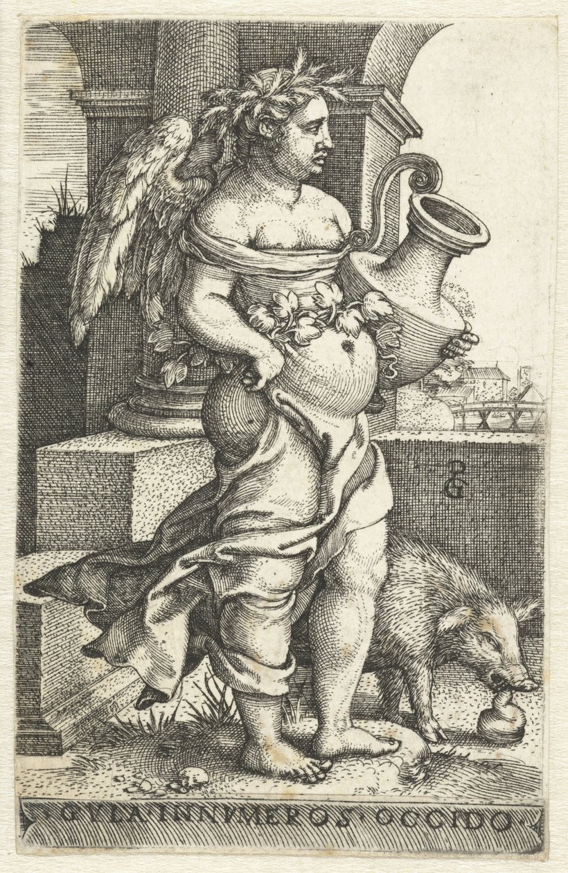 obžerství (gula) Gvla innvmeros occido (název na objektu) Sedm smrtelných hříchů (název série) od Georg Pencz