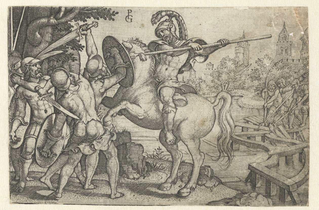 Horace Cocles brání most přes Tiberu Příběhy z rané římské historie (název série) od Georg Pencz