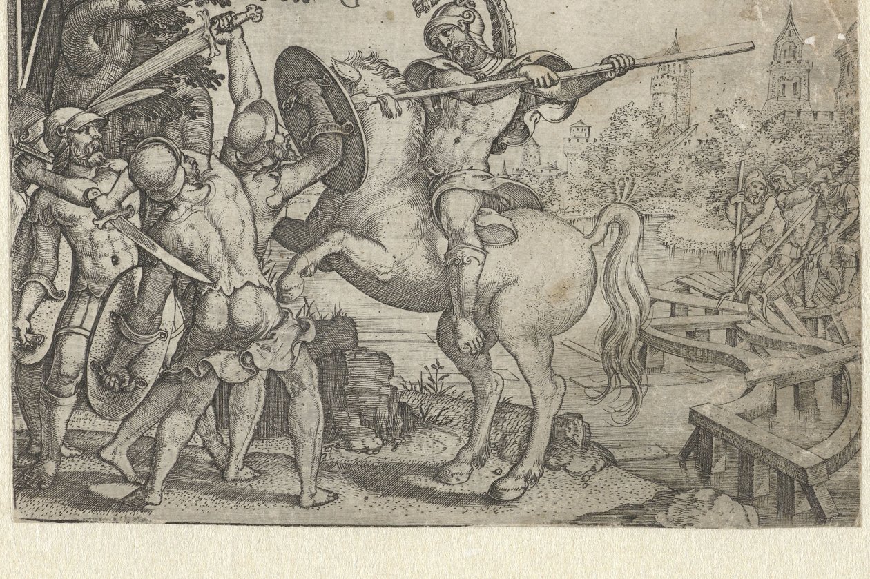 Horace Cocles brání most přes Tiberu Příběhy z rané římské historie (název série) od Georg Pencz