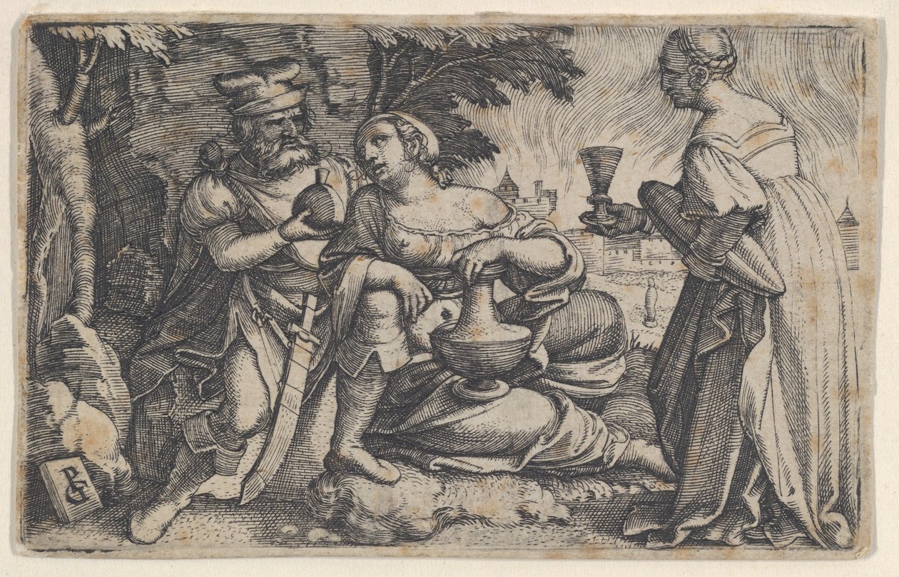 Lot a jeho dcery. od Georg Pencz