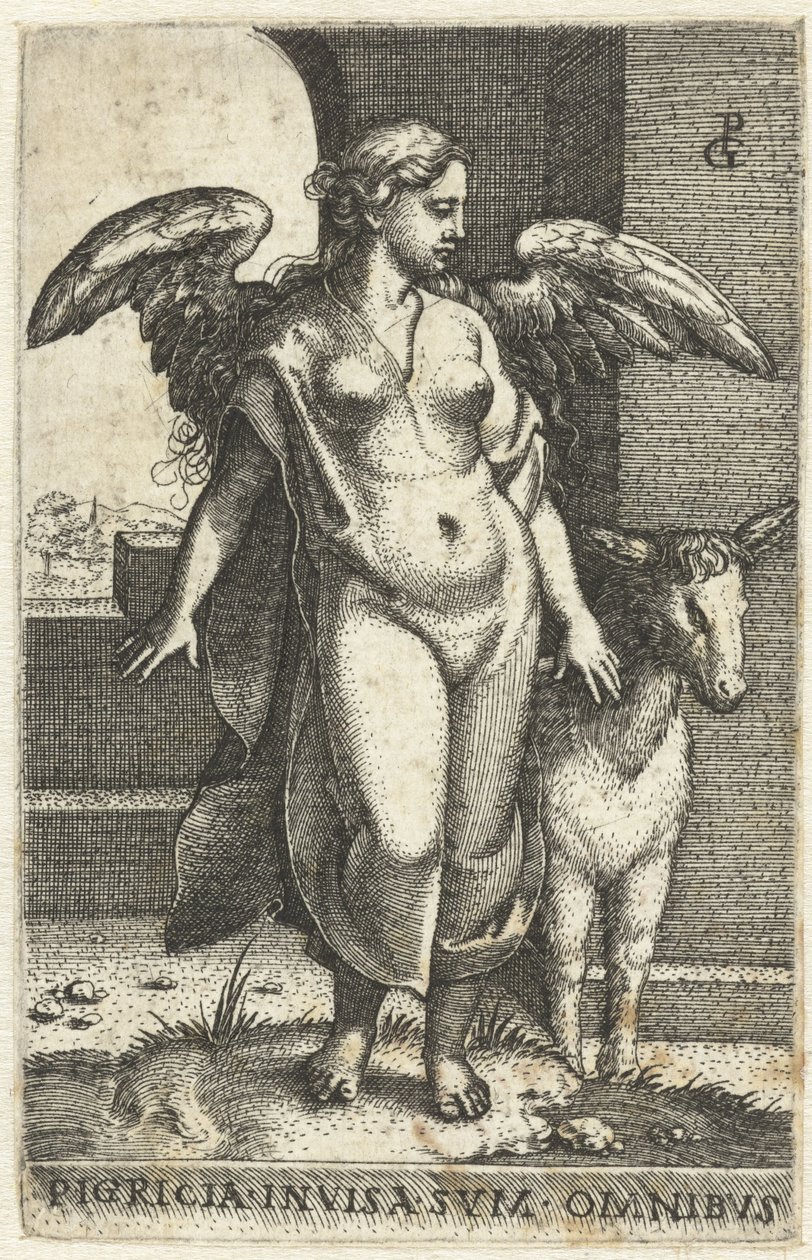 Luiheid (Pigritia Acedia) Mořské řasy Pigricia invisa omnibus (název na předmětu) Zeven Hoofdzonden (název série) od Georg Pencz