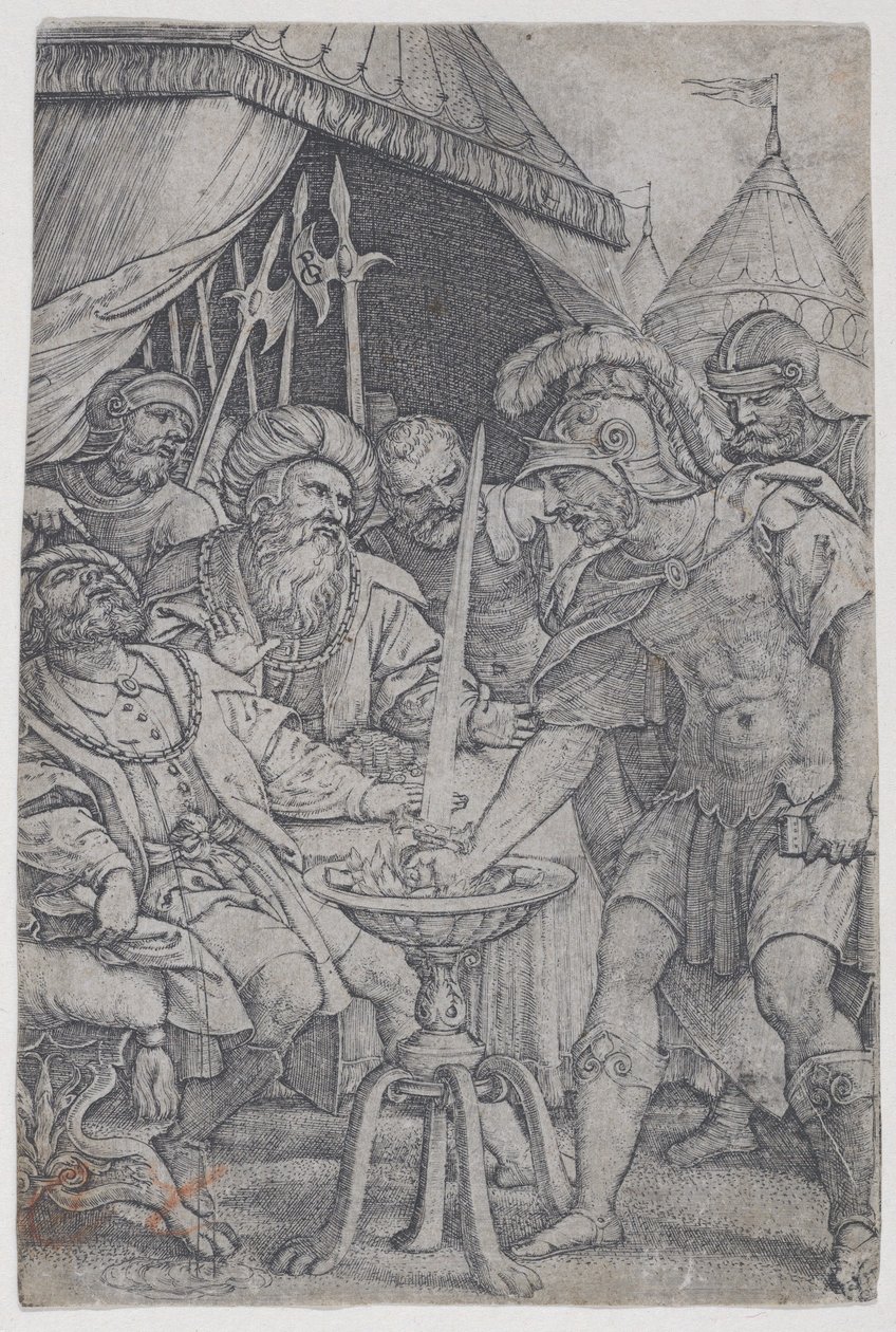 Mucius Scaevola a Porsenna, z římských hrdinů, 1535., 1535. od Georg Pencz