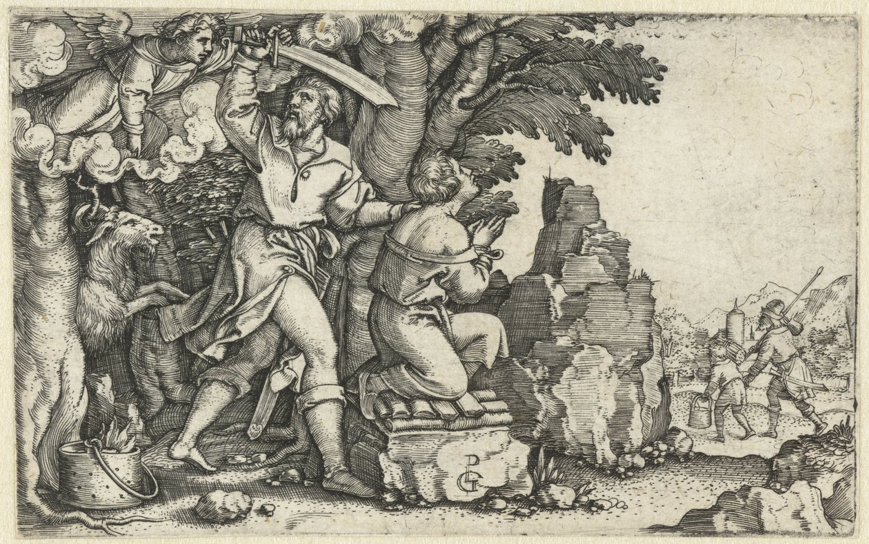 Abrahamova oběť od Izáka Příběh Abrahama (název série) od Georg Pencz