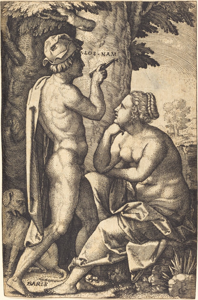 Paris píše slova lásky Oenonemu od Georg Pencz
