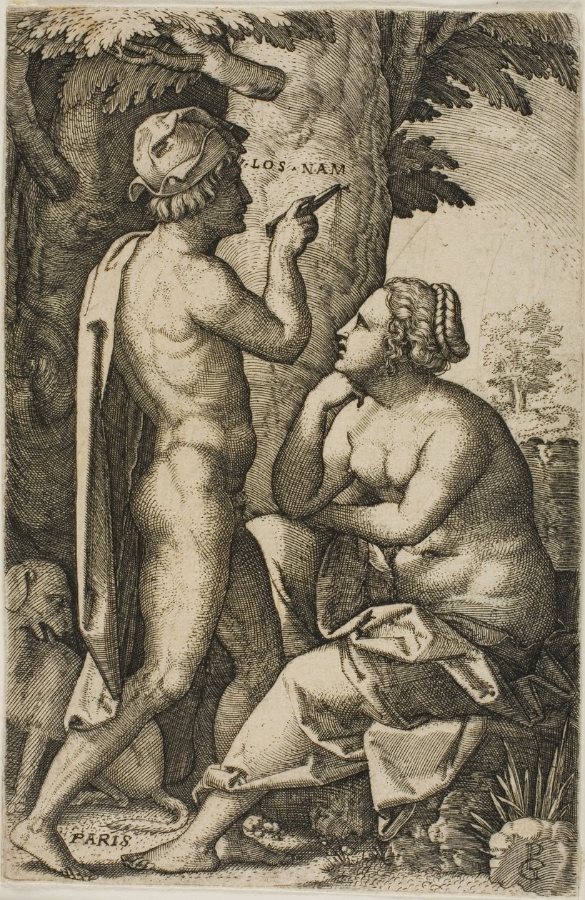 Paris a Oenone, z řeckých Heroines od Georg Pencz