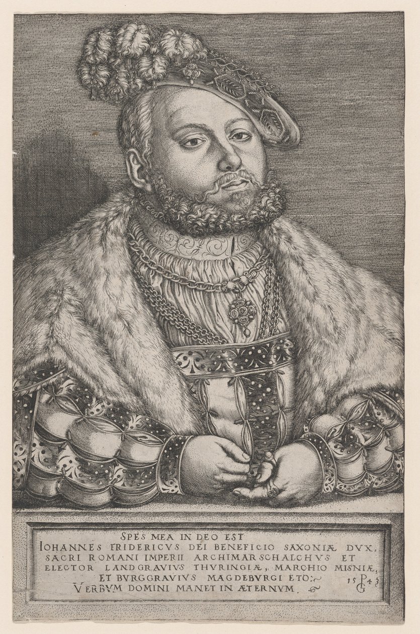 Portrét Johanna Friedricha Velkodušného, kurfiřta saského, 1543. od Georg Pencz
