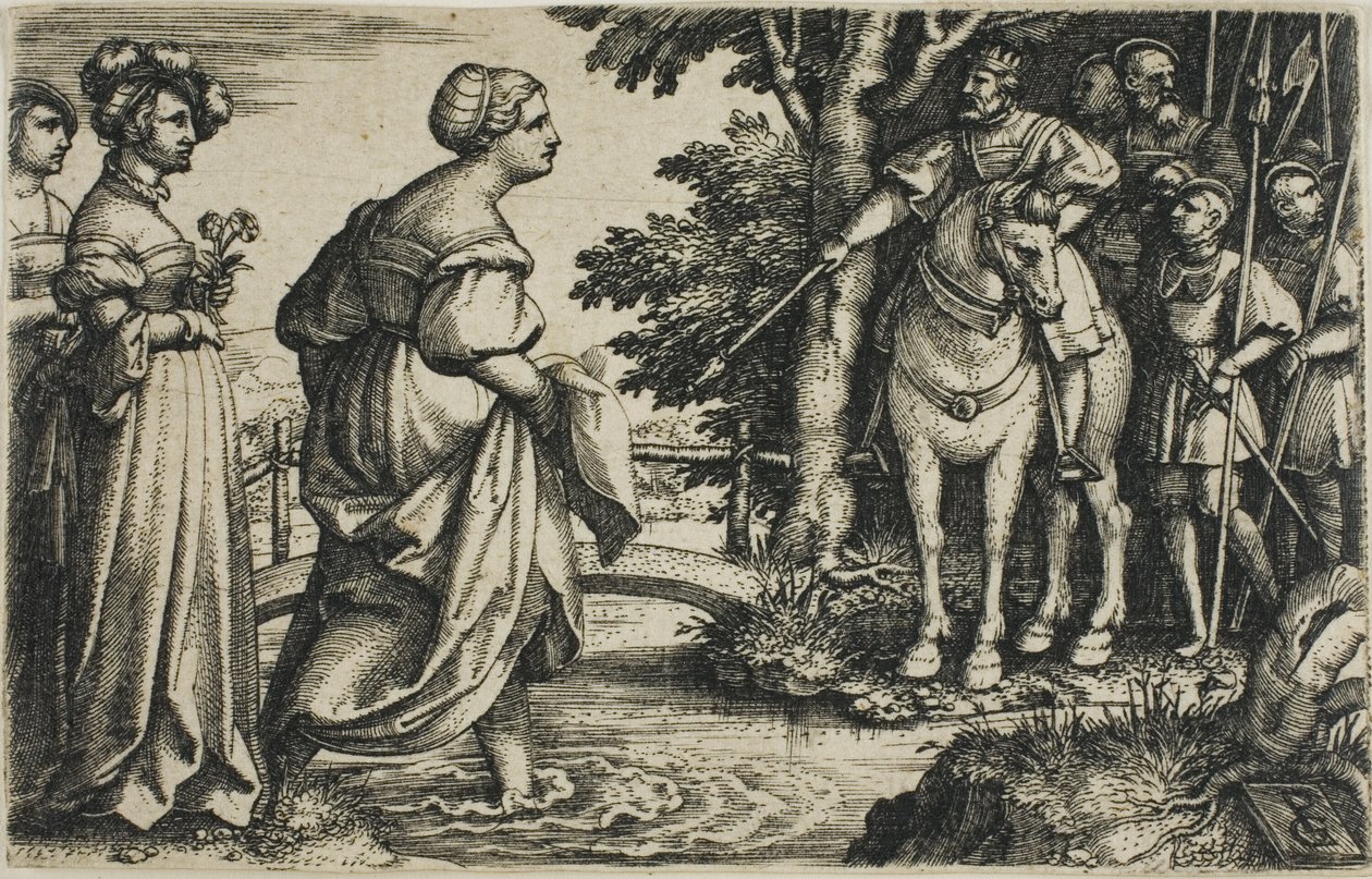 Královna ze Sáby se vyhýbá dřevěnému mostu od Georg Pencz