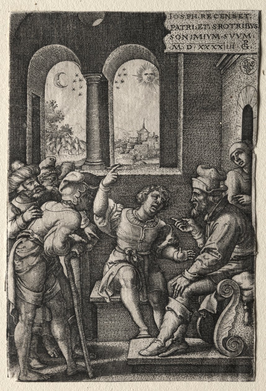 Příběh Josefa: Joseph vyprávějící své sny svému otci, 1544. od Georg Pencz