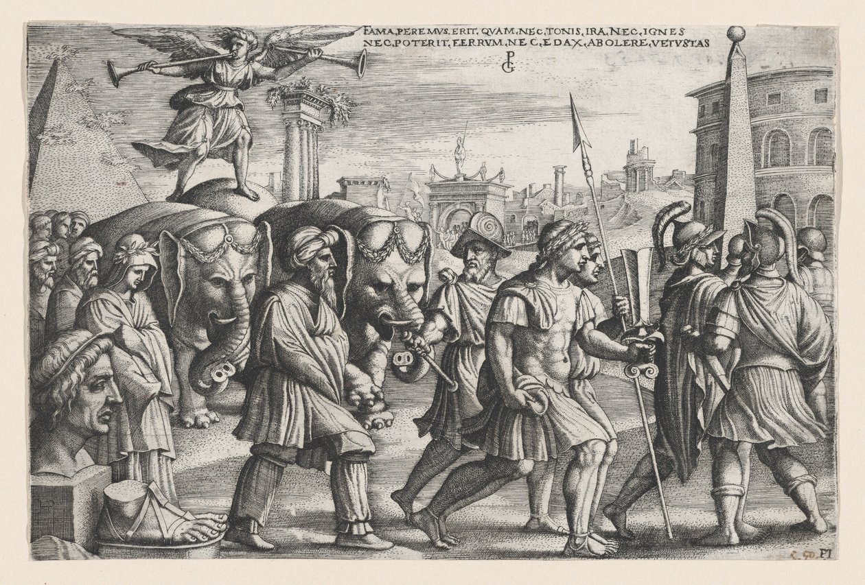Triumph of Fame on Chastity, z The Triumphs of Petrarc. od Georg Pencz