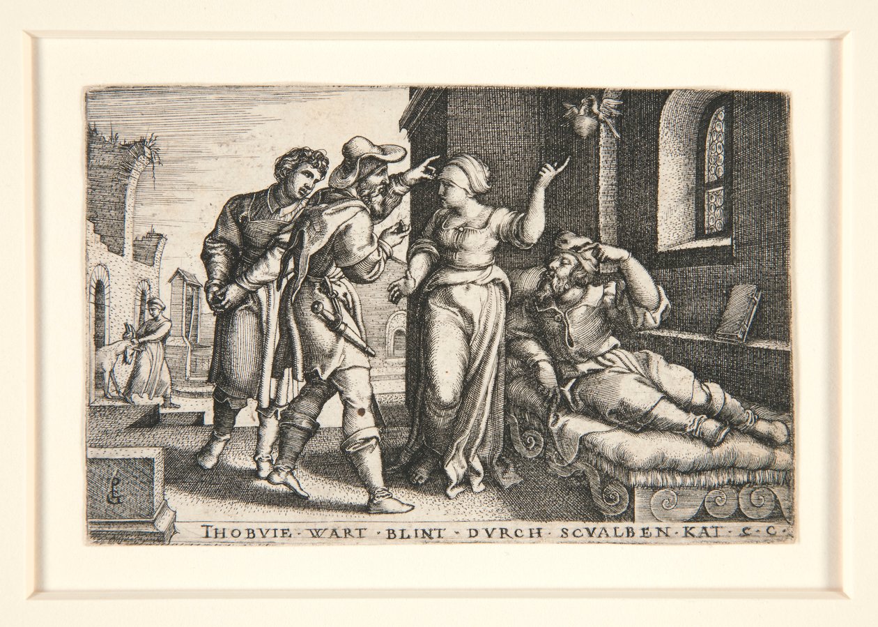 Tobit Blinded, pl. 3 ze série Příběh Tobita od Georg Pencz