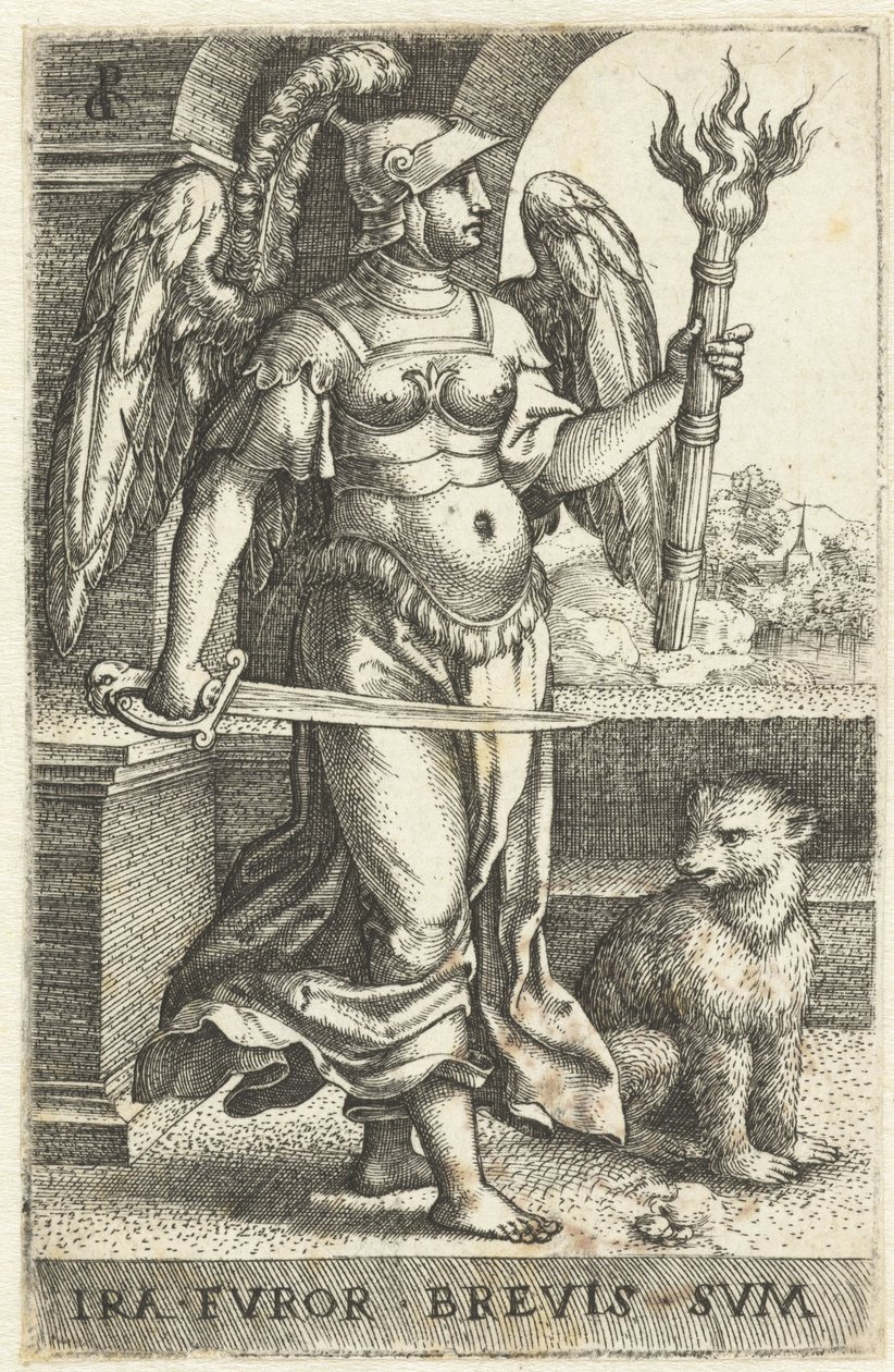 hněv (Ira) Ira fvor brevis svm (název na objektu) Sedm smrtelných hříchů (název série) od Georg Pencz