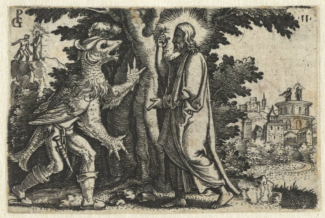 Pokušení Krista ďáblem Život Krista (název série) od Georg Pencz