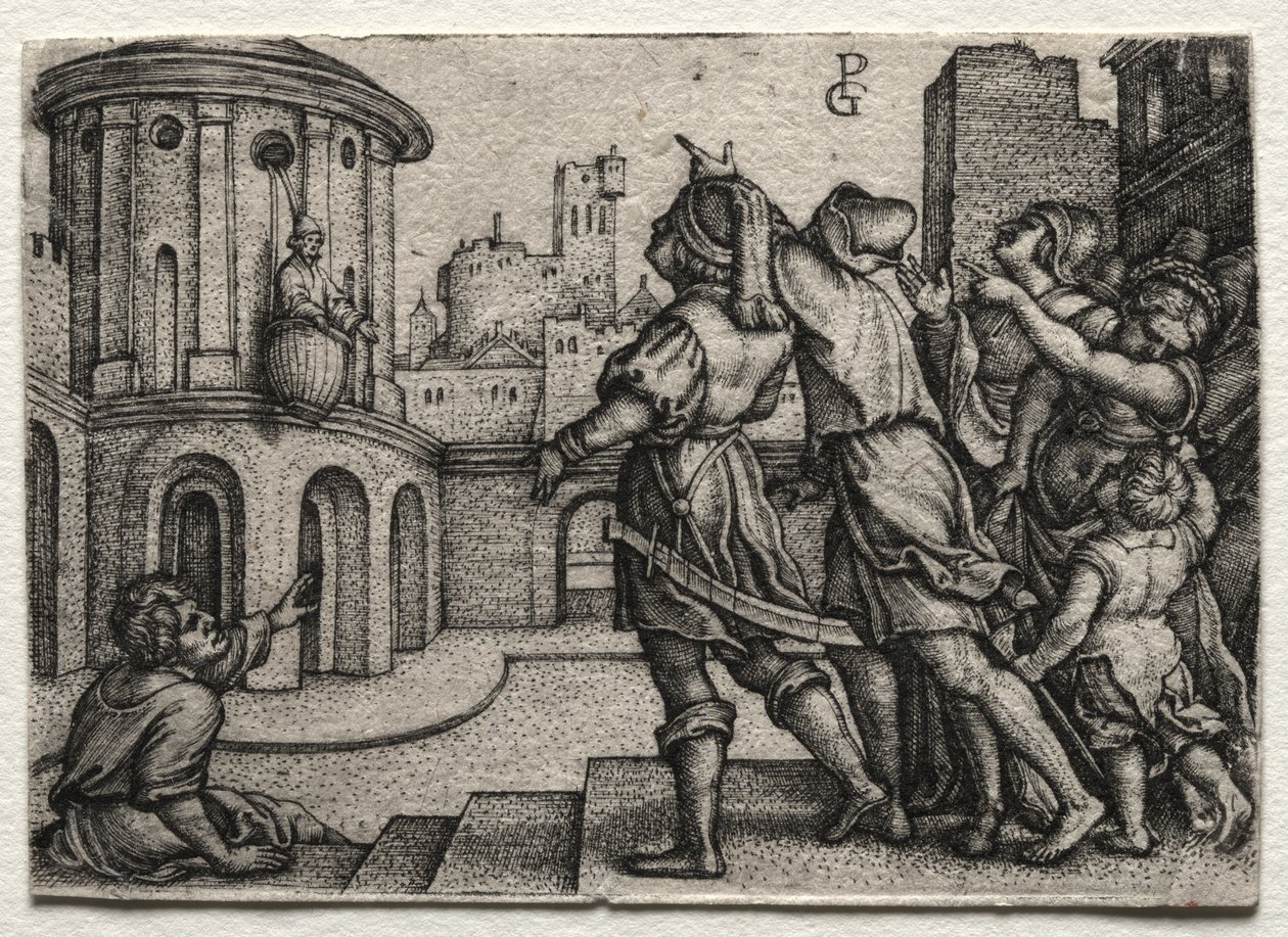 Virgil visící v košíku od Georg Pencz